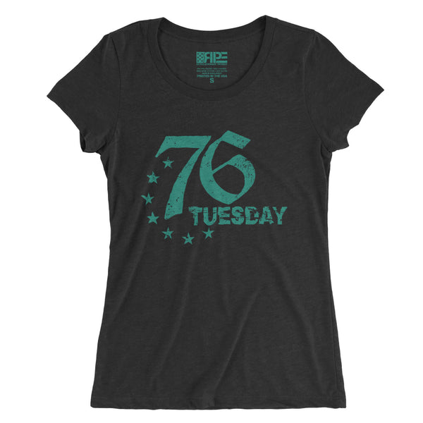 76 Tuesday - (Charcoal Triblend) Aqua - Revolutionary Patriot