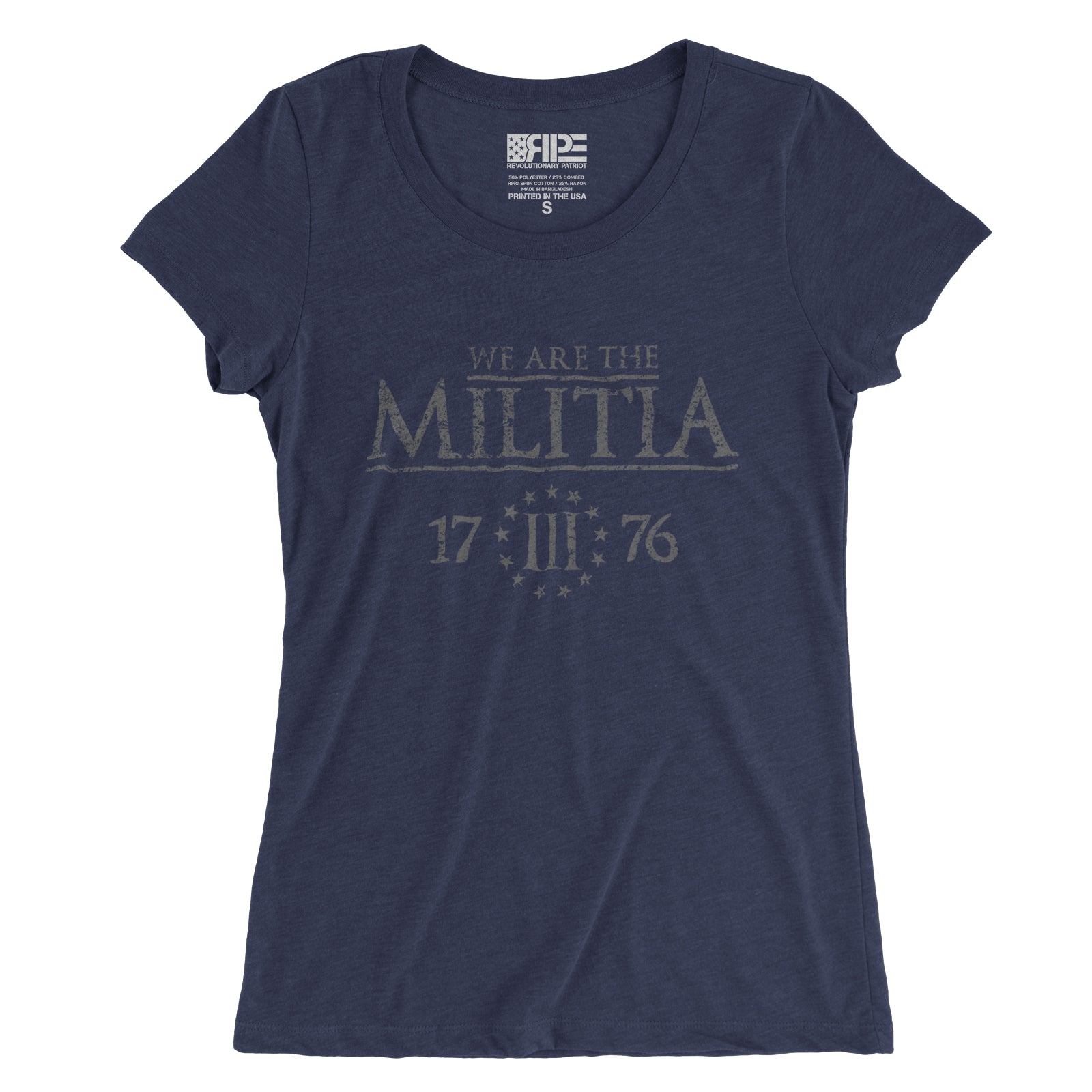 We Are The Militia Women's - (Heather Navy Triblend) - Revolutionary Patriot